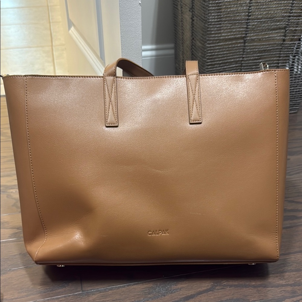 Calpak Tan Leather Tote Bag